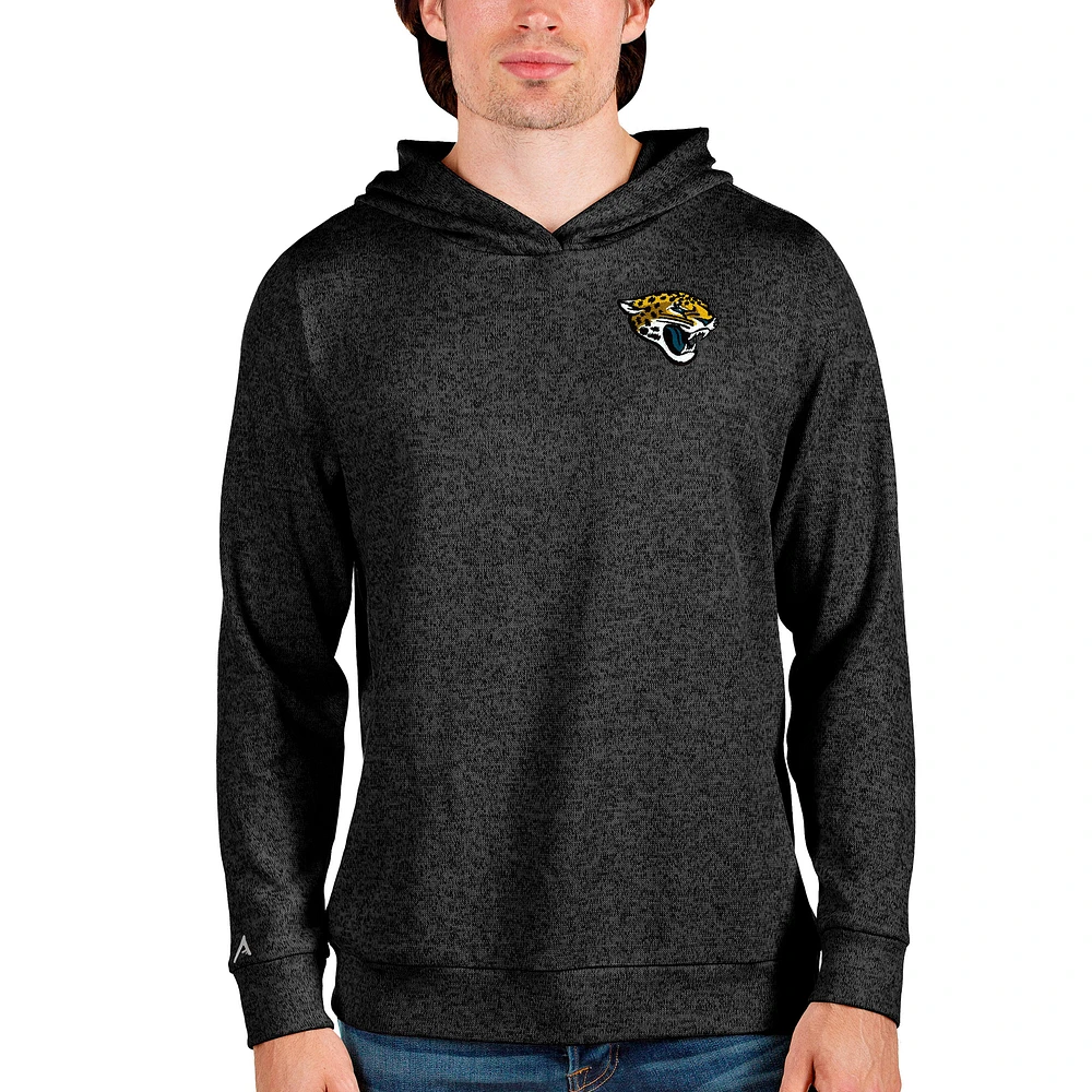 Men's Antigua Heathered Black Jacksonville Jaguars Absolute Pullover Hoodie