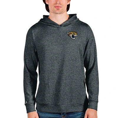 Men's Antigua Heathered Charcoal Jacksonville Jaguars Absolute Pullover Hoodie