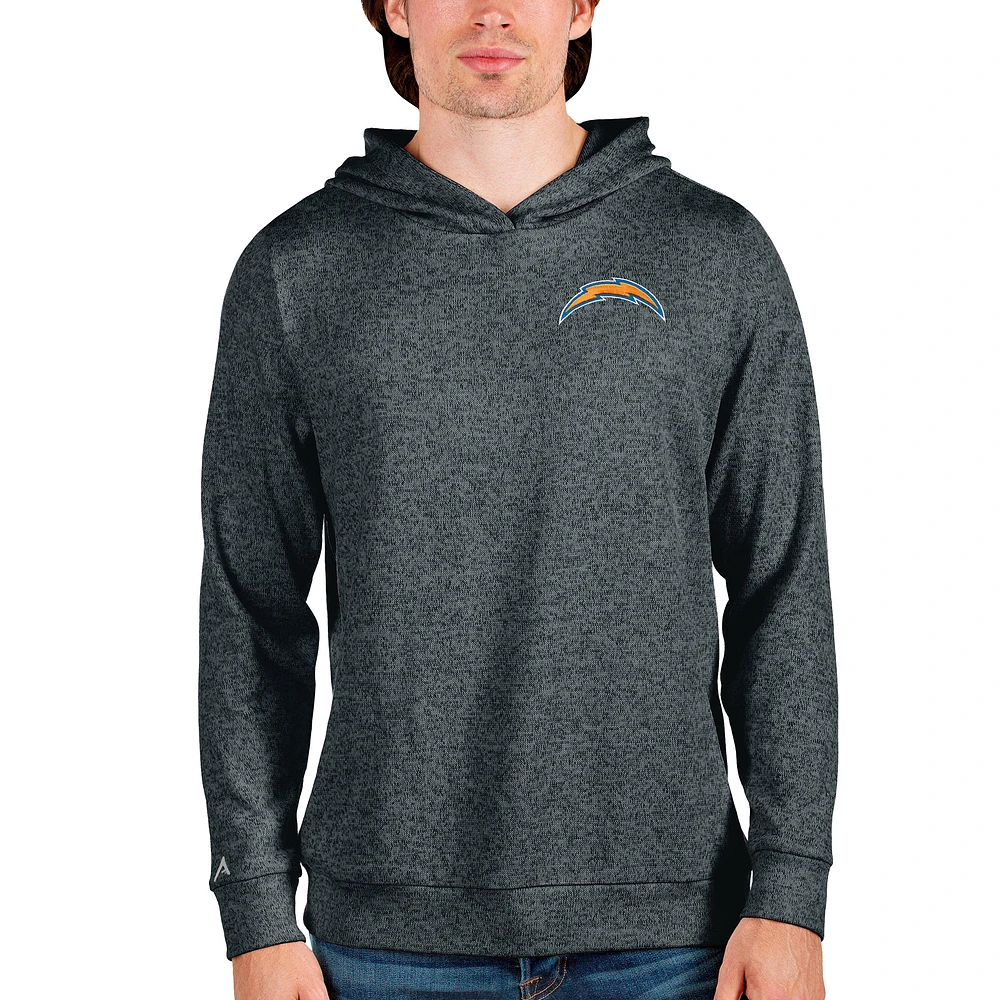 Men's Antigua Heathered Charcoal Los Angeles Chargers Absolute Pullover Hoodie