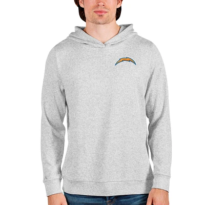 Men's Antigua Heathered Gray Los Angeles Chargers Absolute Pullover Hoodie