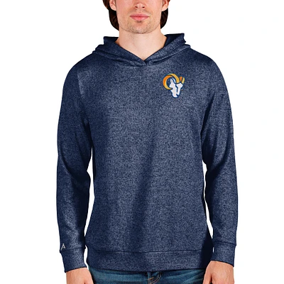 Men's Antigua Heathered Navy Los Angeles Rams Absolute Pullover Hoodie