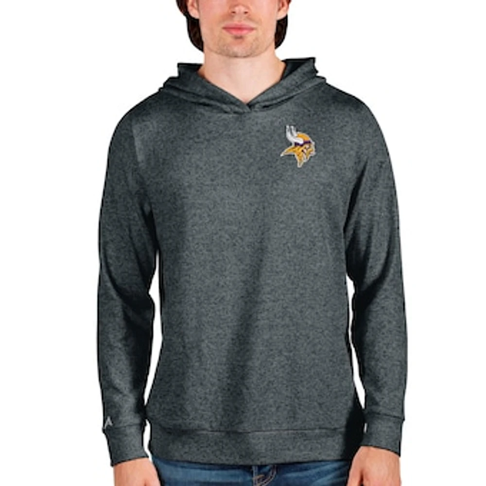 Men's Antigua Heathered Charcoal Minnesota Vikings Absolute Pullover Hoodie