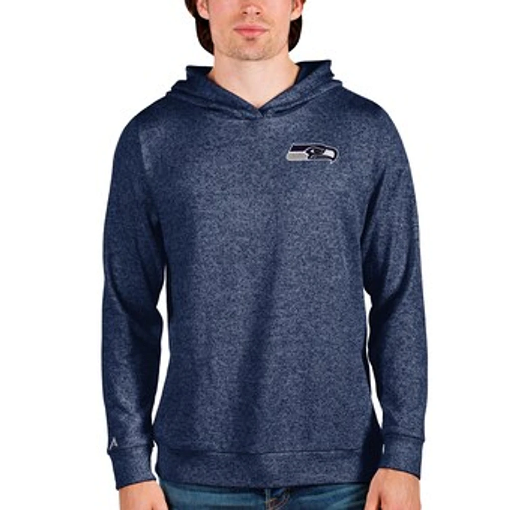 Men's Antigua Heathered Navy Seattle Seahawks Absolute Pullover Hoodie
