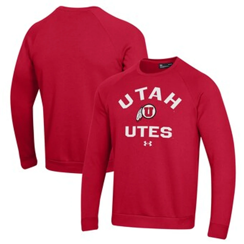Men's Under Armour Red Utah Utes All Day Fleece Pullover Sweatshirt