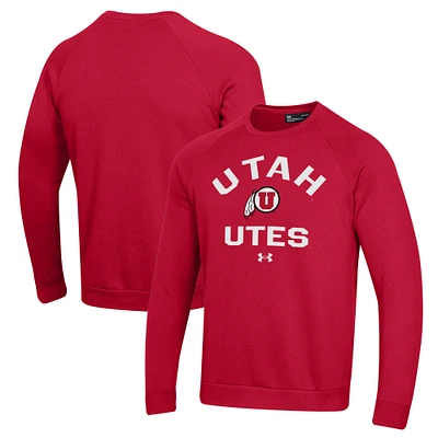 Men's Under Armour Red Utah Utes All Day Fleece Pullover Sweatshirt