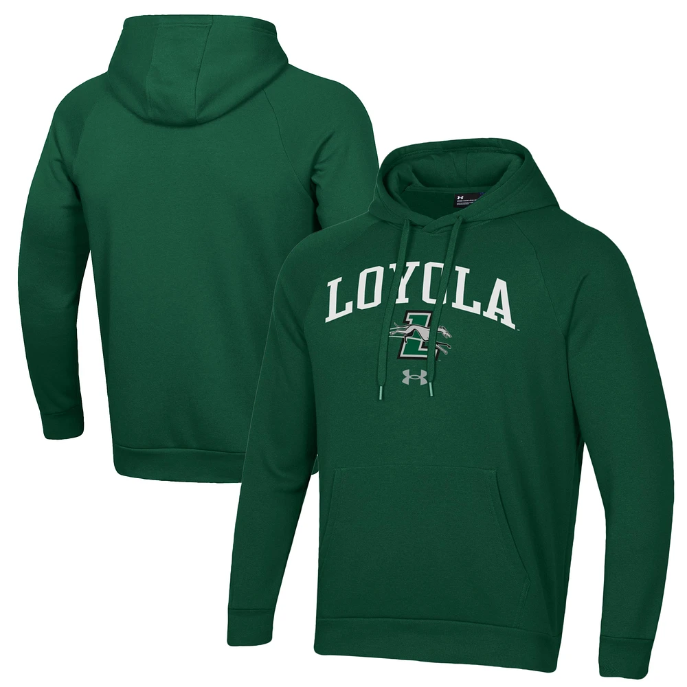 Men's Under Armour Green Loyola Greyhounds All Day Fleece Pullover Hoodie