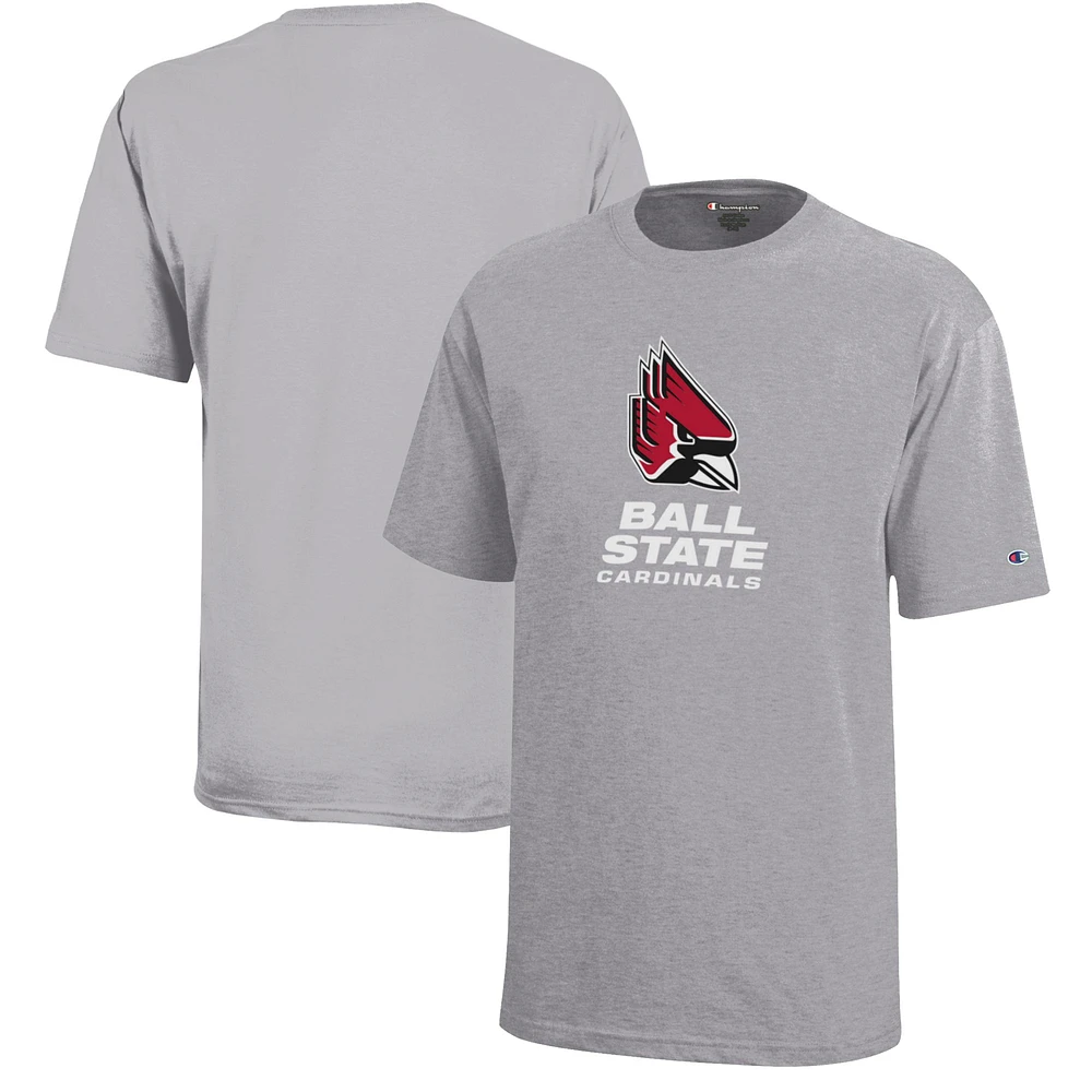 Youth Champion Gray Ball State Cardinals Jersey T-Shirt