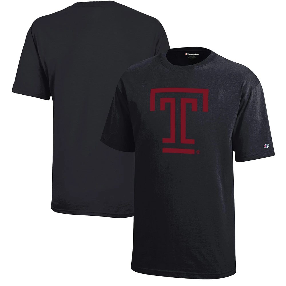 Youth Champion Black Temple Owls Jersey T-Shirt