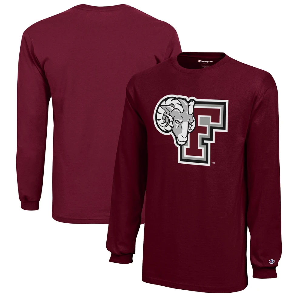 Youth Champion Maroon Fordham Rams Jersey Long Sleeve T-Shirt