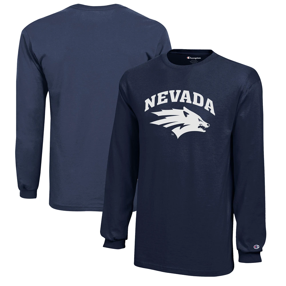 Youth Champion Navy Nevada Wolf Pack Jersey Long Sleeve T-Shirt