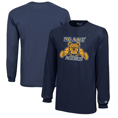 Youth Champion Navy North Carolina A&T Aggies Jersey Long Sleeve T-Shirt