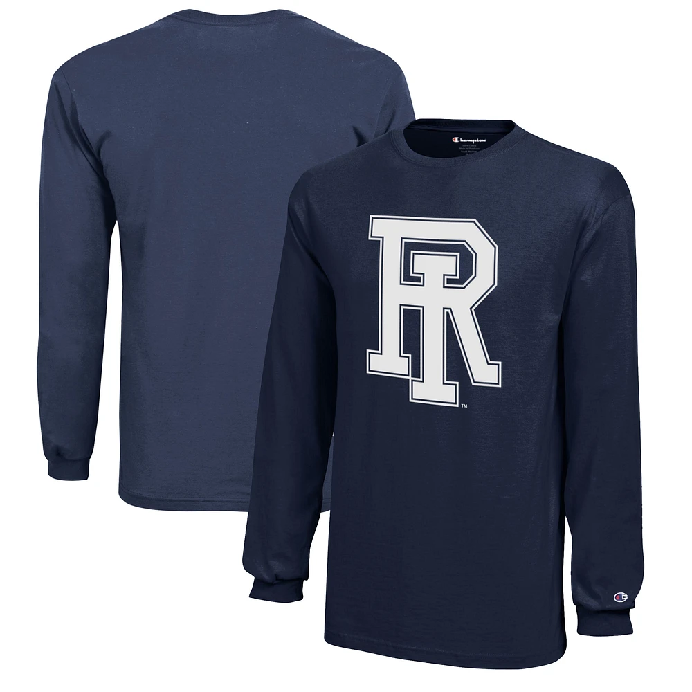 Youth Champion Navy Rhode Island Rams Jersey Long Sleeve T-Shirt
