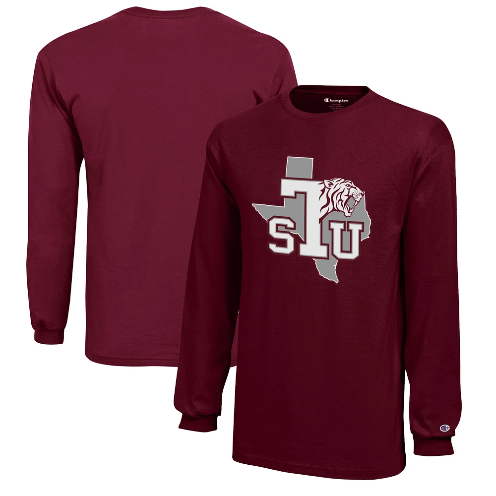 Youth Champion Maroon Texas Southern Tigers Jersey Long Sleeve T-Shirt