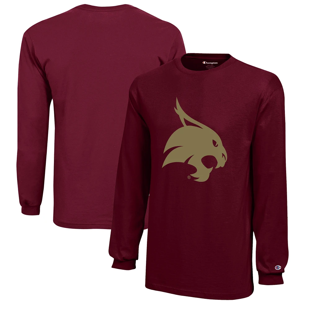 Youth Champion Maroon Texas State Bobcats Jersey Long Sleeve T-Shirt