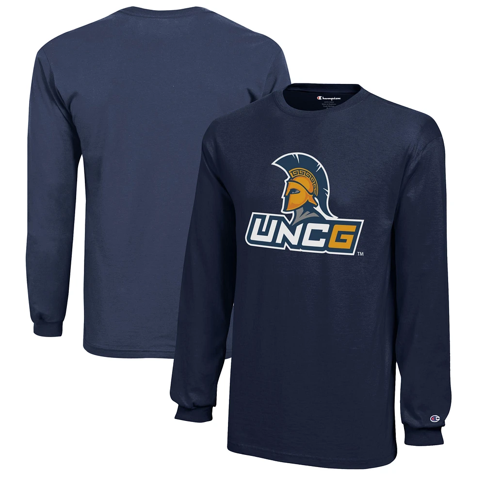 Youth Champion Navy UNCG Spartans Jersey Long Sleeve T-Shirt