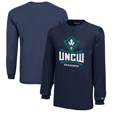 Youth Champion Navy UNC Wilmington Seahawks Jersey Long Sleeve T-Shirt