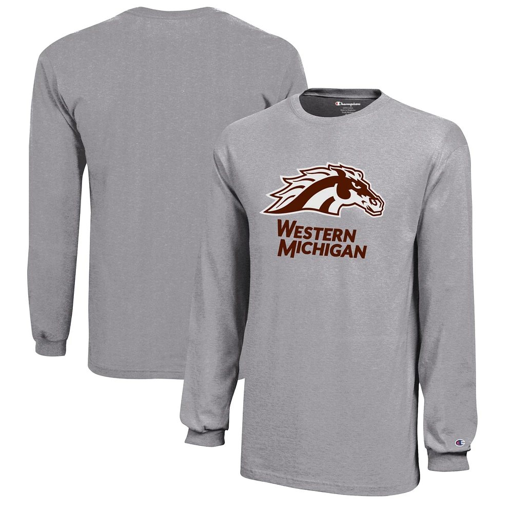 Youth Champion Gray Western Michigan Broncos Jersey Long Sleeve T-Shirt