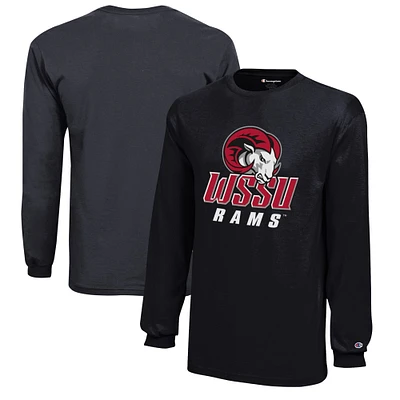 Youth Champion Black Winston-Salem State Rams Jersey Long Sleeve T-Shirt