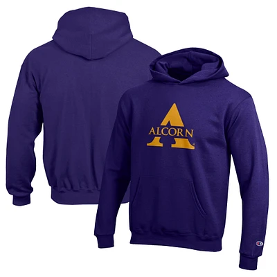 Youth Champion Purple Alcorn State Braves Eco Powerblend Pullover Hoodie