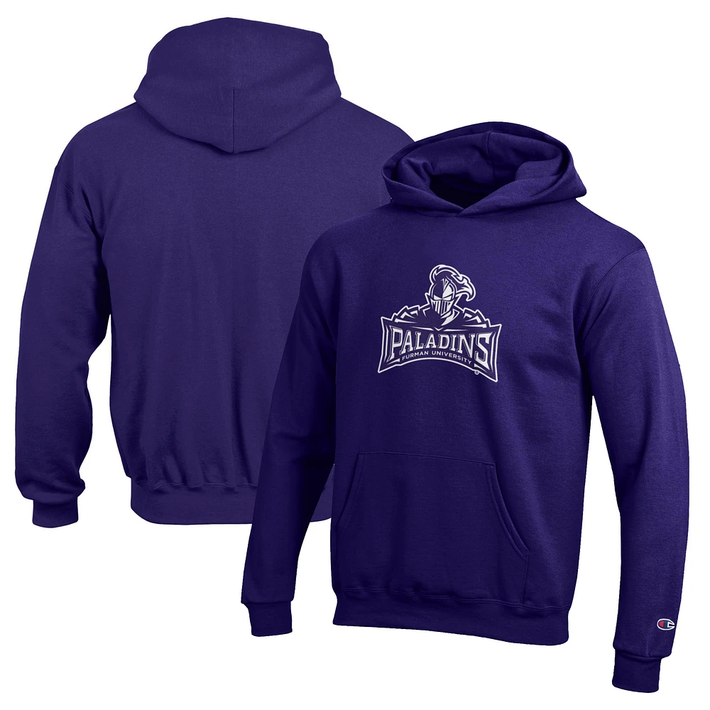 Youth Champion Purple Furman Paladins Eco Powerblend Pullover Hoodie