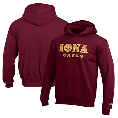 Youth Champion Maroon Iona University Gaels Eco Powerblend Pullover Hoodie