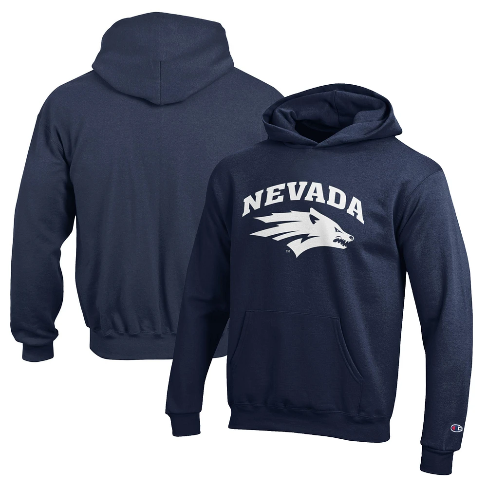 Youth Champion Navy Nevada Wolf Pack Eco Powerblend Pullover Hoodie