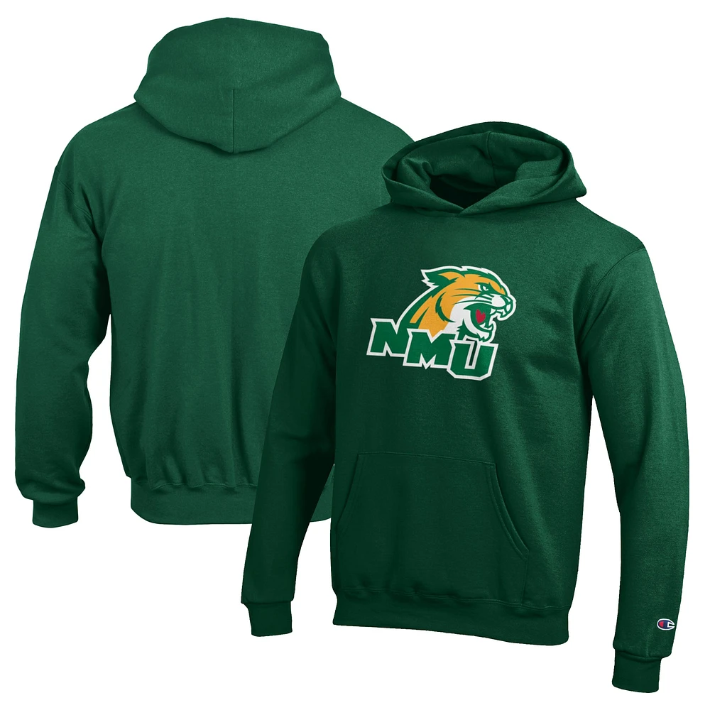 Youth Champion Green Northern Michigan Wildcats Eco Powerblend Pullover Hoodie