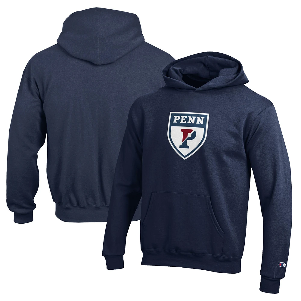 Youth Champion Navy Pennsylvania Quakers Eco Powerblend Pullover Hoodie