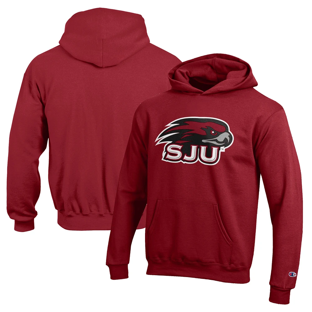 Youth Champion Crimson Saint Joseph's Hawks Eco Powerblend Pullover Hoodie