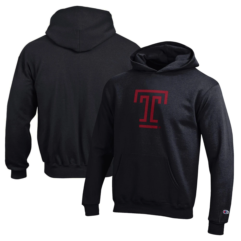 Youth Champion Black Temple Owls Eco Powerblend Pullover Hoodie
