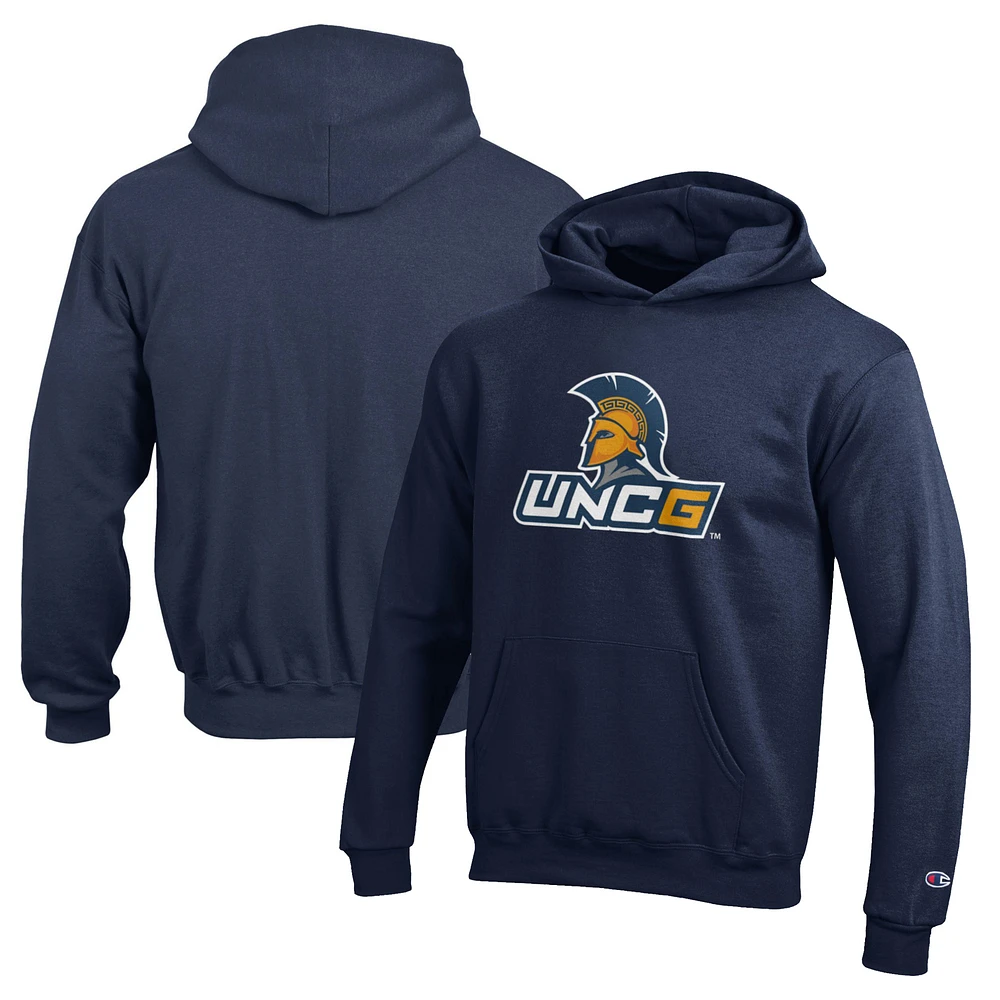 Youth Champion Navy UNCG Spartans Eco Powerblend Pullover Hoodie