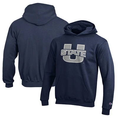Youth Champion Navy Utah State Aggies Eco Powerblend Pullover Hoodie