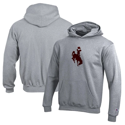 Youth Champion Gray Wyoming Cowboys Eco Powerblend Pullover Hoodie