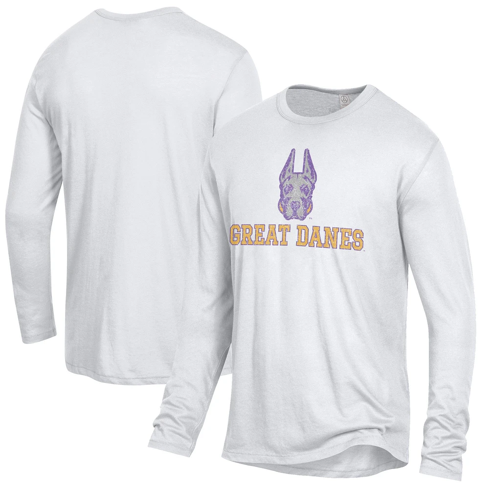 Men's Alternative Apparel White Albany Great Danes Keeper Long Sleeve T-Shirt