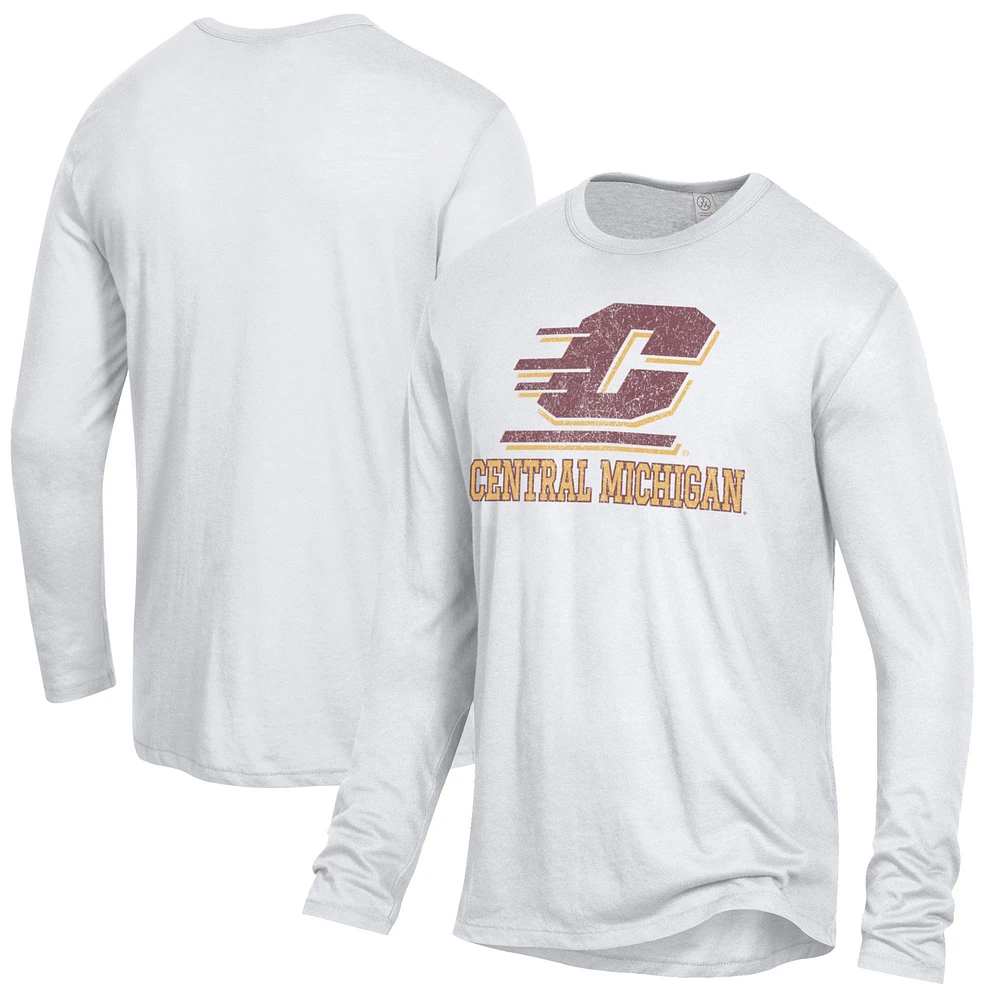 Men's Alternative Apparel White Central Michigan Chippewas Keeper Long Sleeve T-Shirt