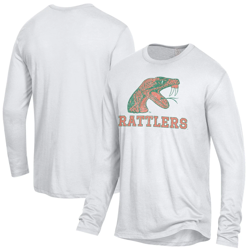 Men's Alternative Apparel White Florida A&M Rattlers Keeper Long Sleeve T-Shirt