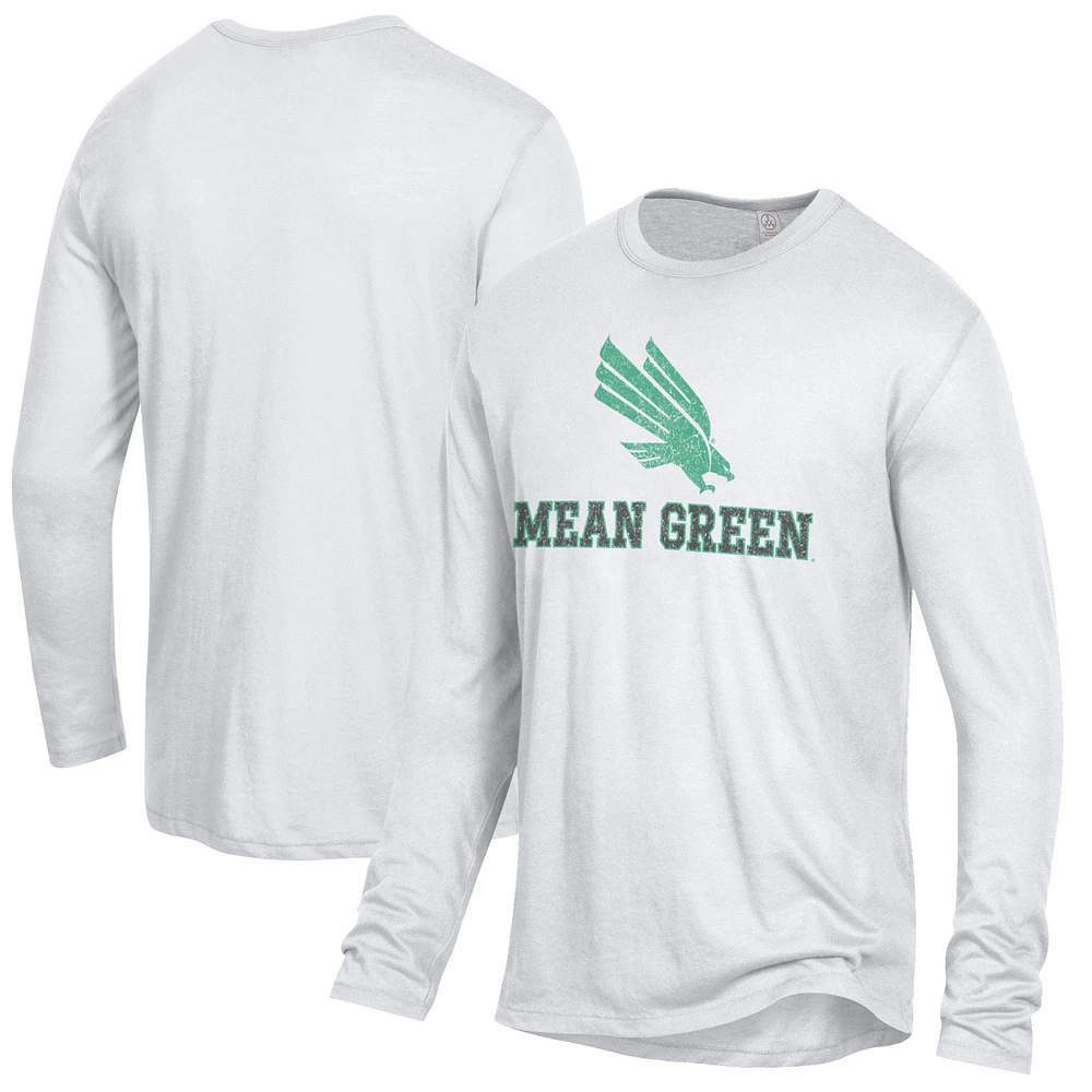 Men's Alternative Apparel White North Texas Mean Green Keeper Long Sleeve T-Shirt
