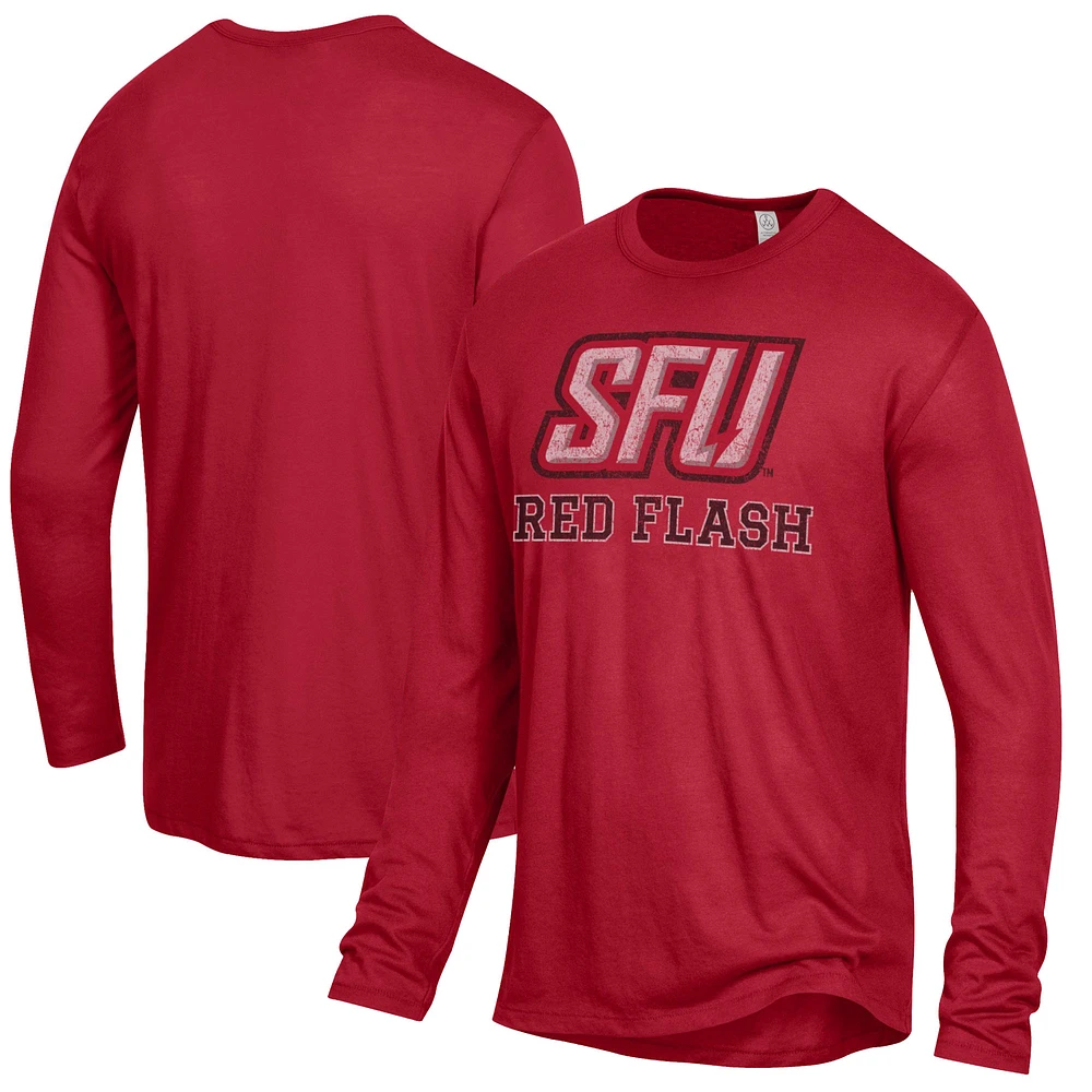 Men's Alternative Apparel Red Saint Francis Flash Keeper Long Sleeve T-Shirt