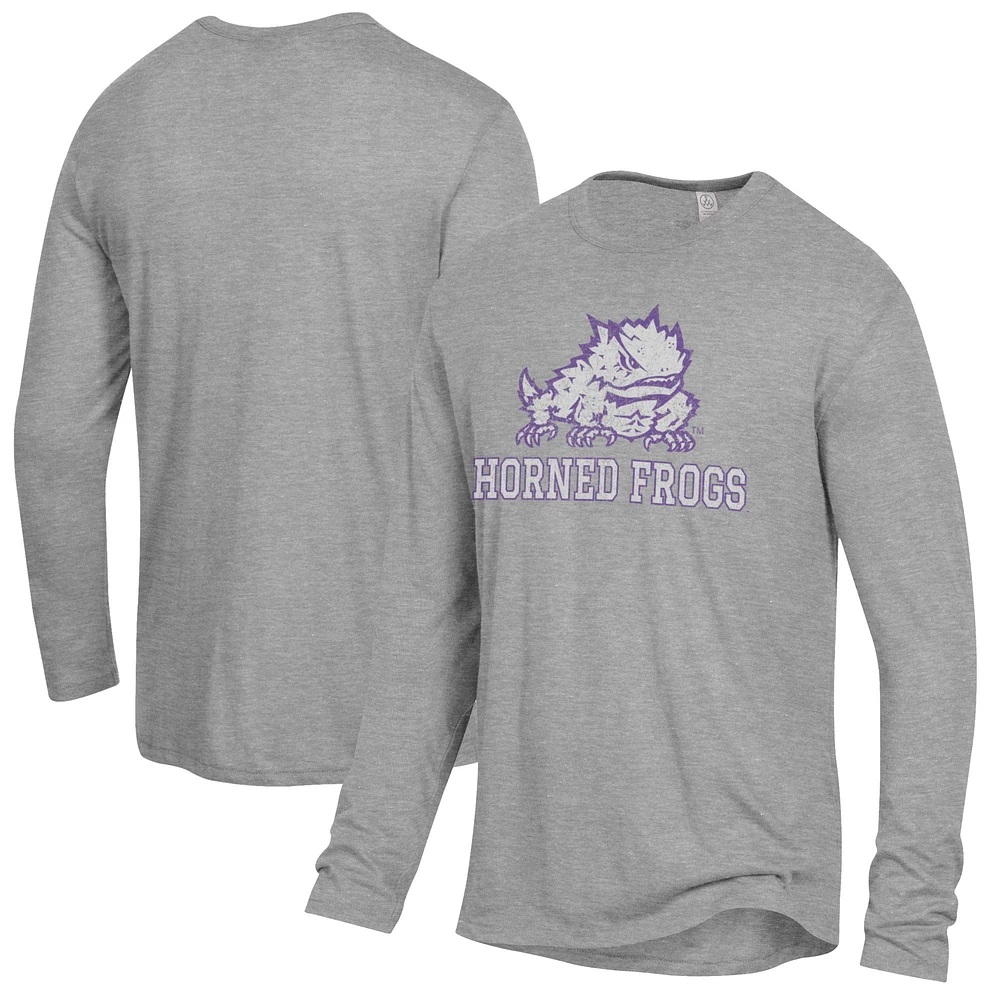 Men's Alternative Apparel Heathered Gray TCU Horned Frogs Keeper Long Sleeve T-Shirt
