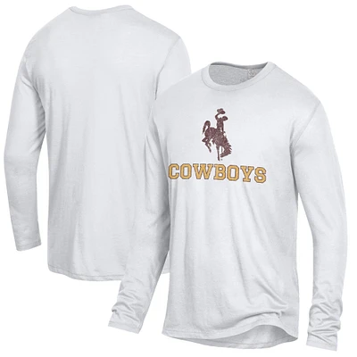Men's Alternative Apparel White Wyoming Cowboys Keeper Long Sleeve T-Shirt