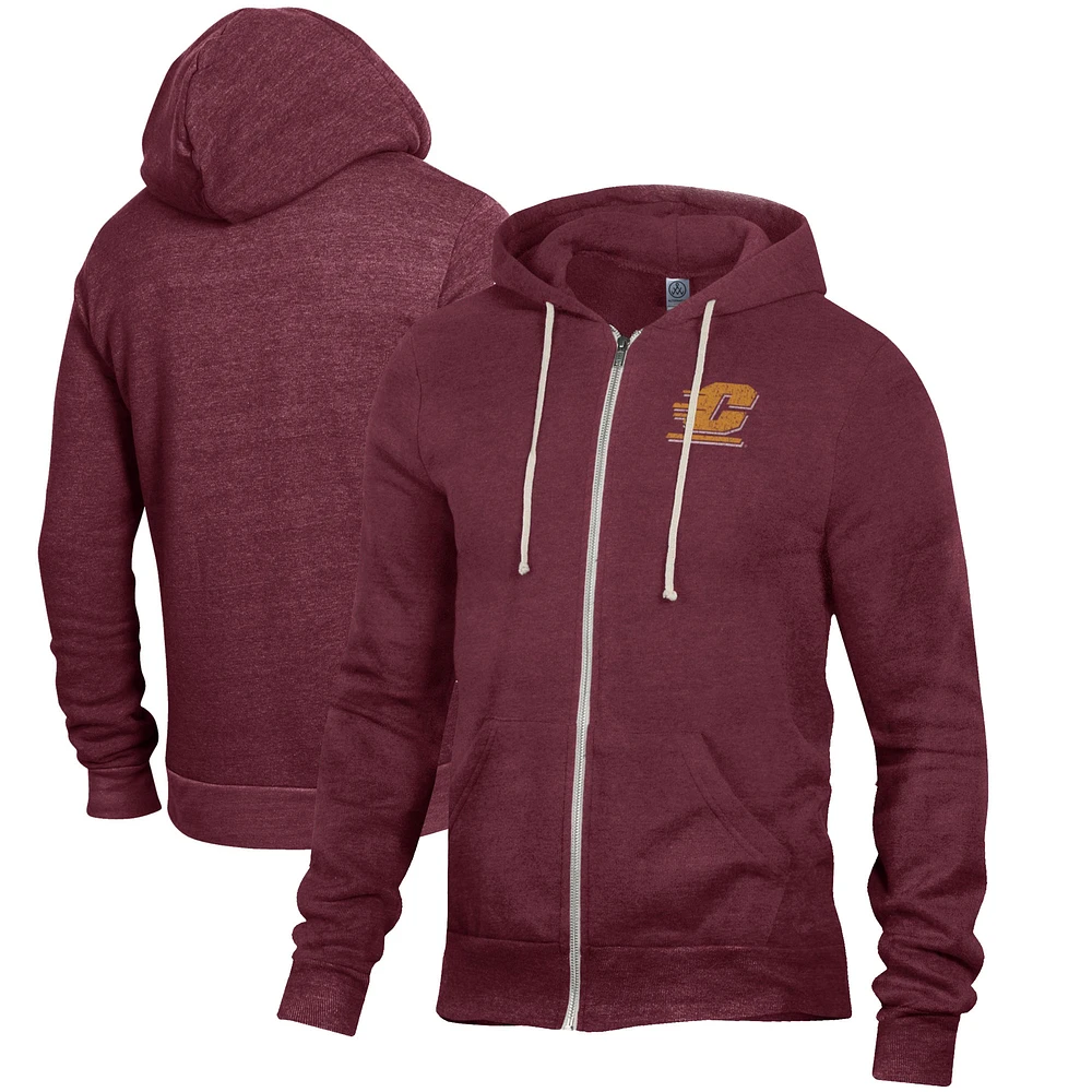 Men's Alternative Apparel Heathered Maroon Central Michigan Chippewas Rocky Full-Zip Hoodie
