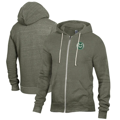 Men's Alternative Apparel Heathered Green Colorado State Rams Rocky Full-Zip Hoodie