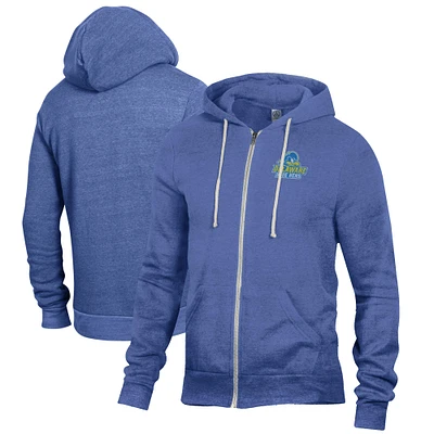 Men's Alternative Apparel Heathered Royal Delaware Fightin' Blue Hens Rocky Full-Zip Hoodie