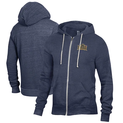 Men's Alternative Apparel Heathered Navy Drexel Dragons Rocky Full-Zip Hoodie