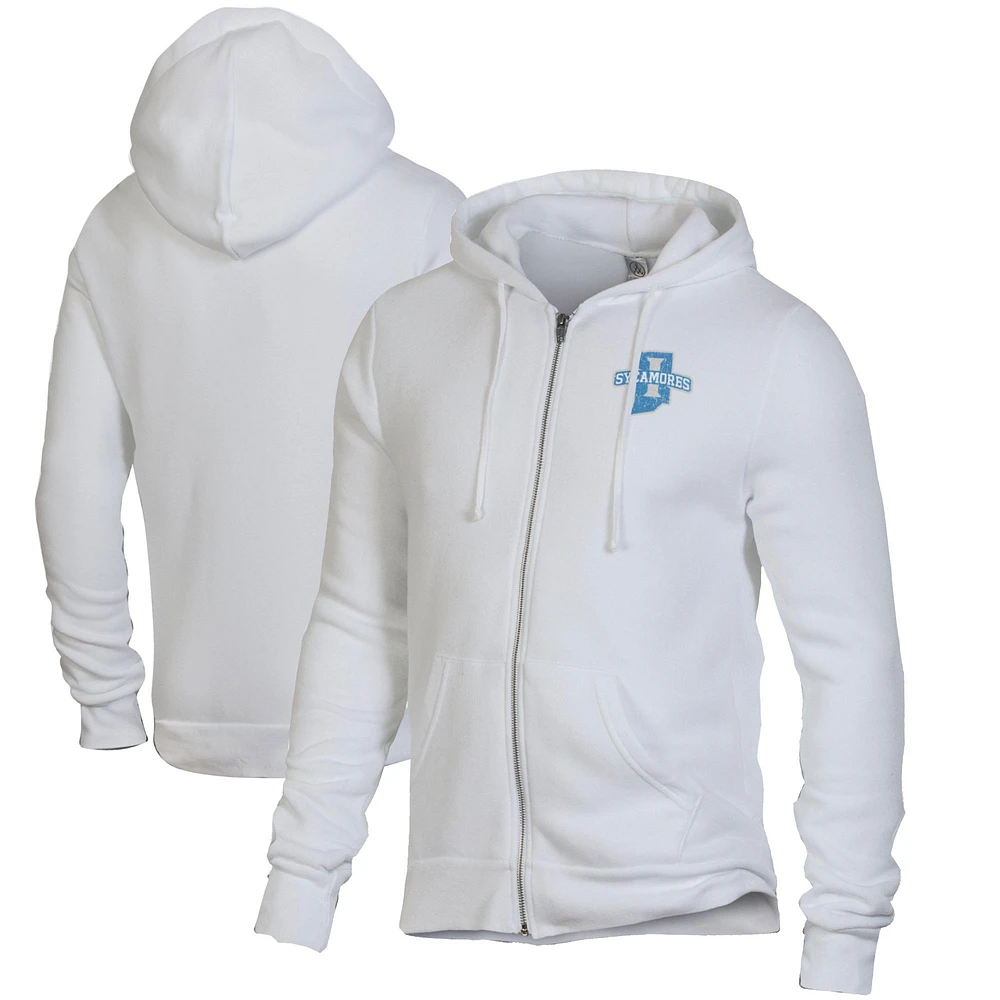 Men's Alternative Apparel White Indiana State Sycamores Rocky Full-Zip Hoodie
