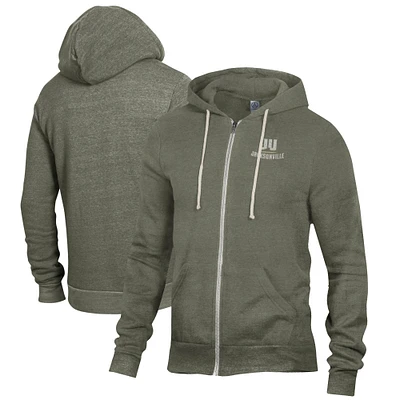 Men's Alternative Apparel Heathered Green JU Dolphins Rocky Full-Zip Hoodie