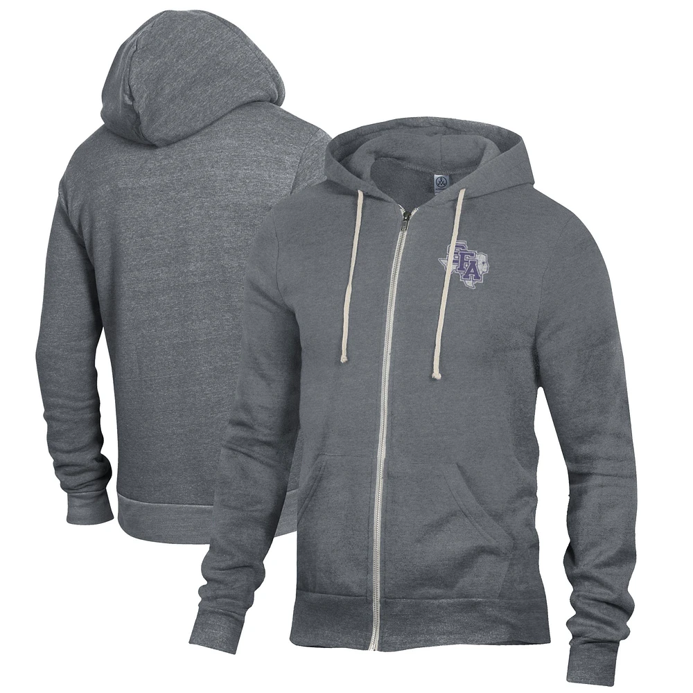 Men's Alternative Apparel Heathered Charcoal Stephen F Austin Lumberjacks Rocky Full-Zip Hoodie