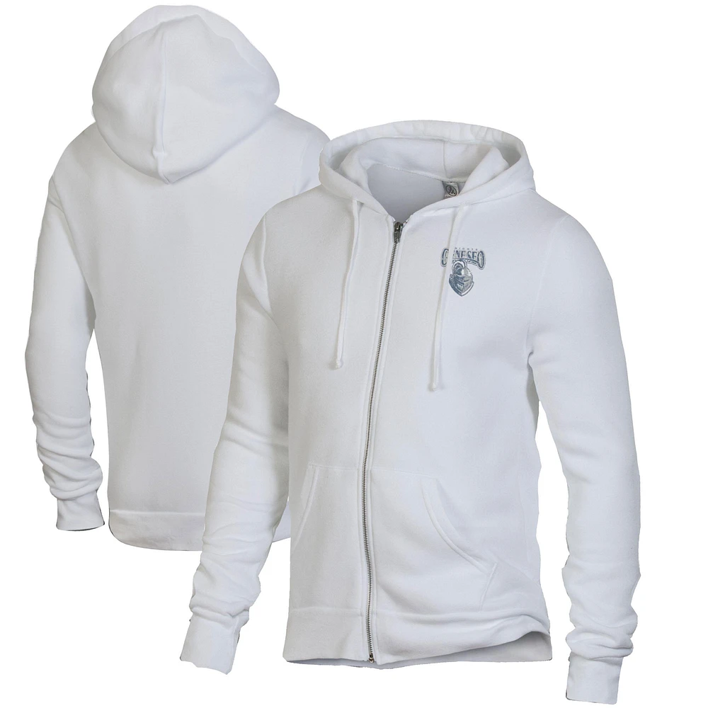 Men's Alternative Apparel White SUNY Geneseo Knights Rocky Full-Zip Hoodie