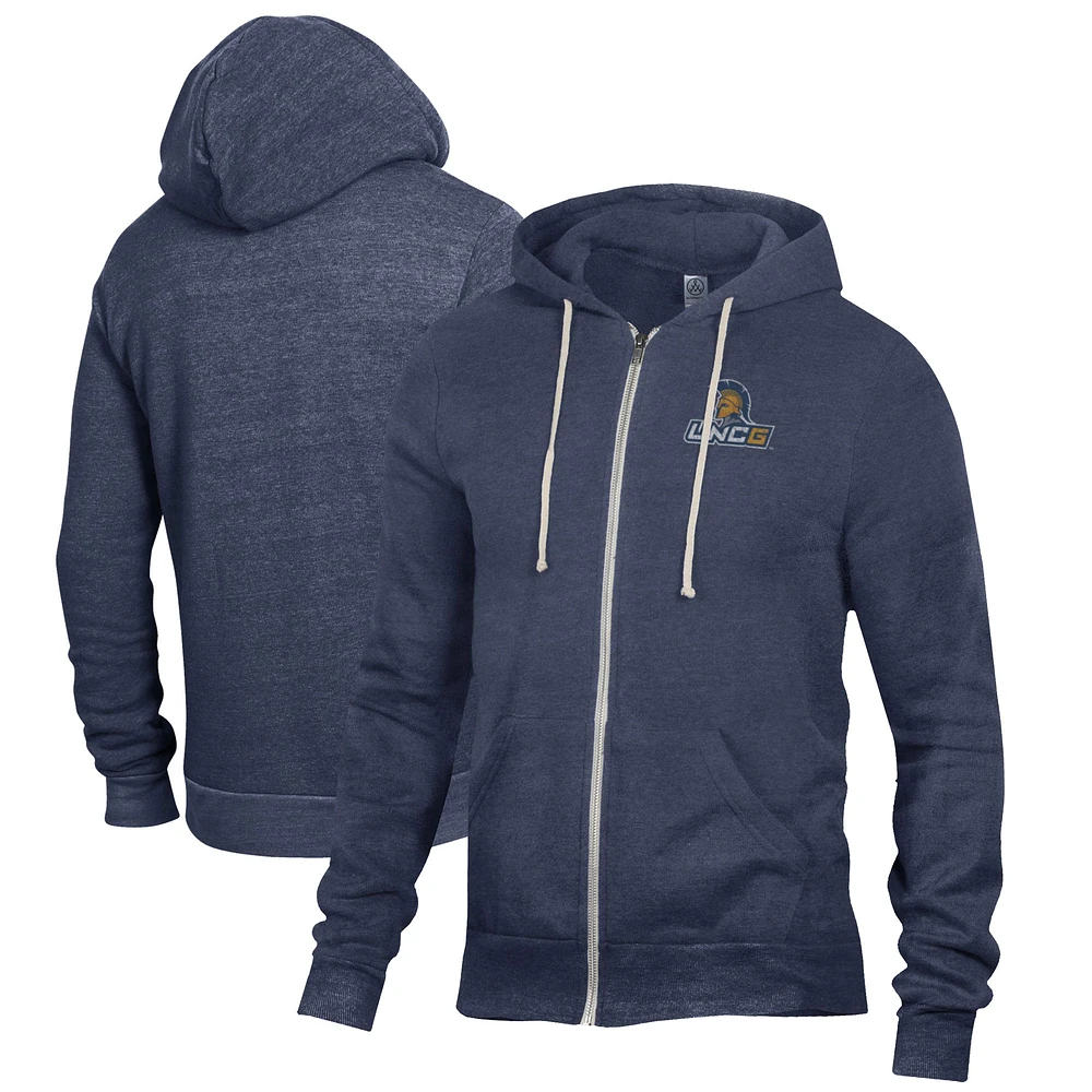 Men's Alternative Apparel Heathered Navy UNCG Spartans Rocky Full-Zip Hoodie