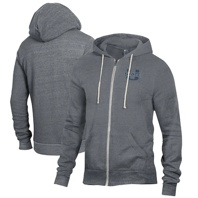 Men's Alternative Apparel Heathered Charcoal Utah State Aggies Rocky Full-Zip Hoodie